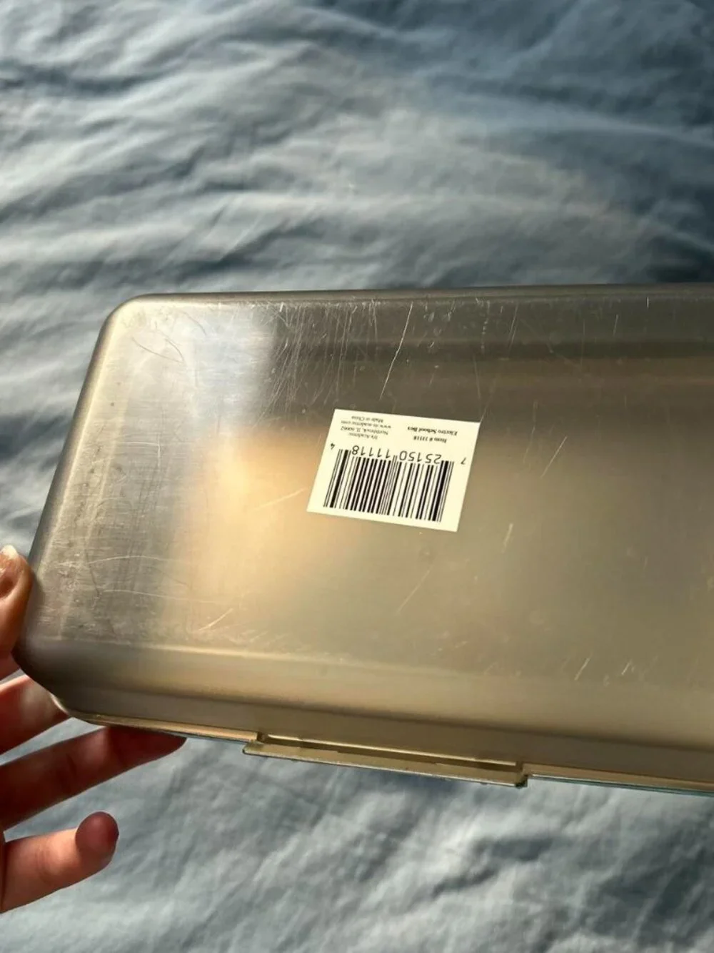 Light Blue Metallic Hard Pencil Case